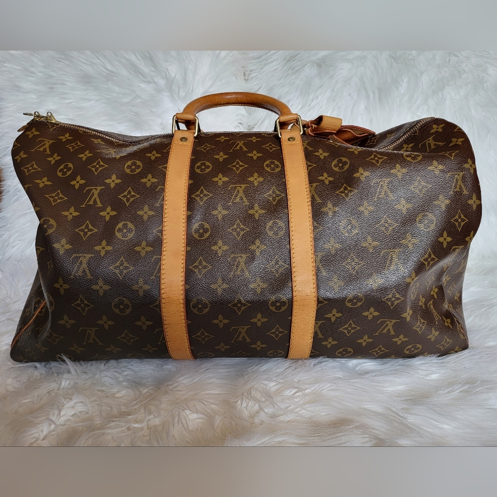 Authentic LOUIS VUITTON Monogram Keepall 55 Travel Bag